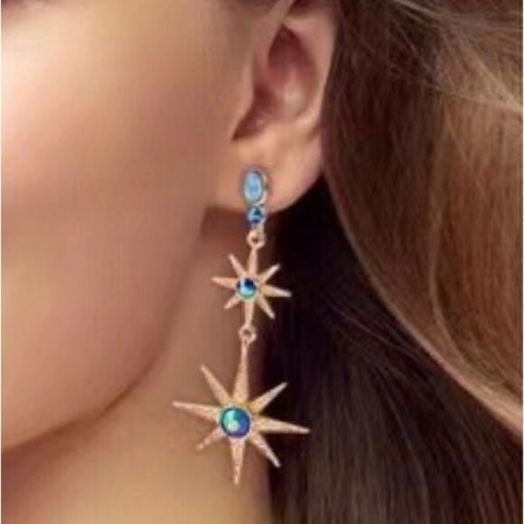 💙 Betsey Johnson stunning drop dangle celestial earrings 💙 - Picture 5 of 9
